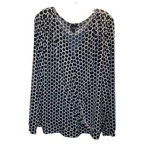 Worthington Geometric Print Faux Wrap Black White Top Women’s Plus Size 1X